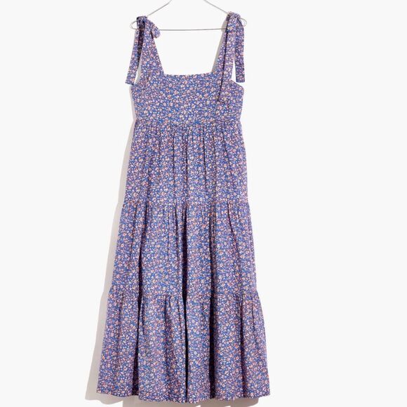 Madewell Tie-Strap‎ Tiered Midi Dress in Summer Vines Size XXS - Picture 1 of 11